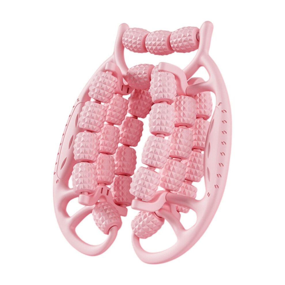 Pink 29 Point Roller Leg Massage Device Handheld Clamp For Body Relaxation And Fitness