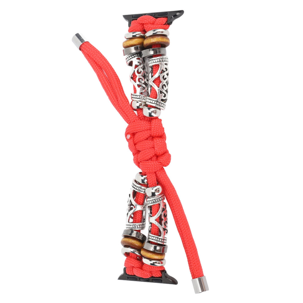 Vintage Nylon Braided Wrist Strap For 42/44/45 Mm Iwatch Waterproof Red 9491351649900