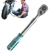 Retractable Ratchet Wrench 90-Tooth Quick-Release Socket Wrench, Adjustable Reversible Hand Tool 1/2 Inch Car Repair