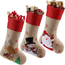 3 Pcs Christmas Stockings, Large Xmas Gift Stocking Sock, Personalized Christmas Sock Sack Stocking Bag