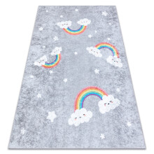 JUNIOR 52063.801 Tapete arco-íris, nuvens para crianças antiderrapante - cinzento 160x220 cm