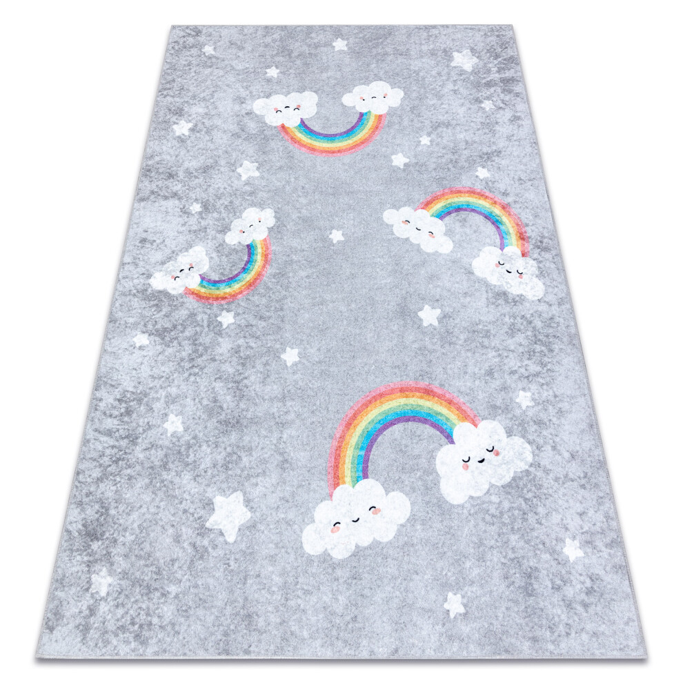 Junior 52063.801 Washing Carpet Rainbow, Clouds For Children Anti-Slip - 120X170 Cm Grey Rugsx