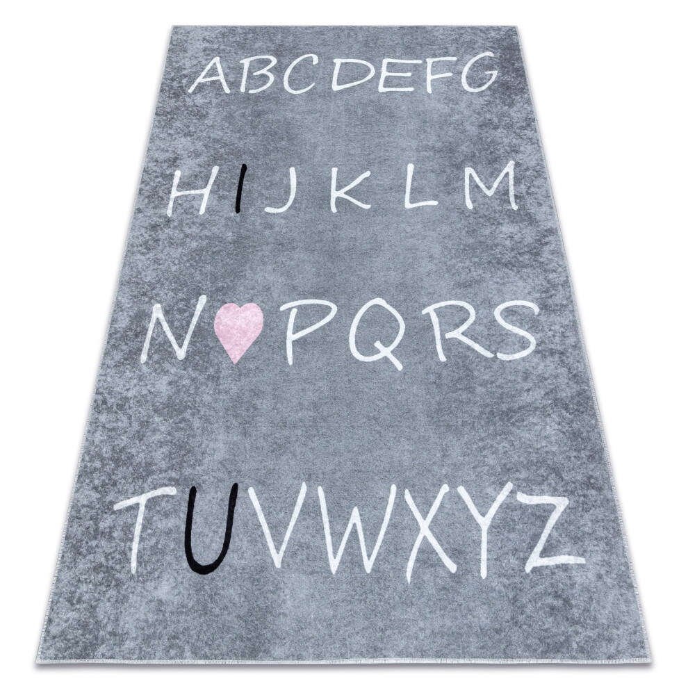 Junior 52106.801 Washing Carpet Alphabet For Children Anti-Slip - 140X190 Cm Grey Rugsx