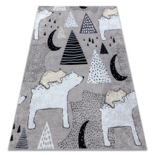 JUNIOR 51974.802 Tapete ursos, animais para crianças antiderrapante - cinzento 160x220 cm