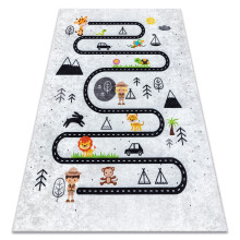 JUNIOR 51490.802 Tapete animais, ruas para crianças antiderrapante - cinzento 120x170 cm
