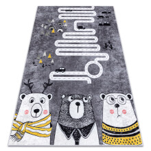 JUNIOR 52107.801 Tapete ursos, animais, ruas para crianças antiderrapante - cinzento 80x150 cm