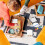 6 kits miniatura com , cavalete , pincéis e 3