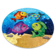 JUNIOR 51594.801 cercle Tapete peixes, oceano para crianças antiderrapante - azul círculo 80 cm