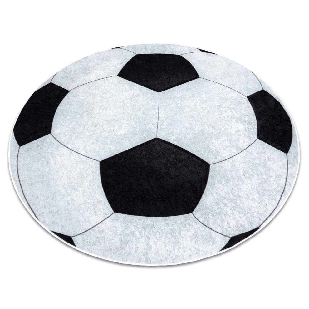 Junior 51553.802 Circle Washing Carpet Football For Children Anti-Slip - Black / Circle 160 Cm White Rugsx