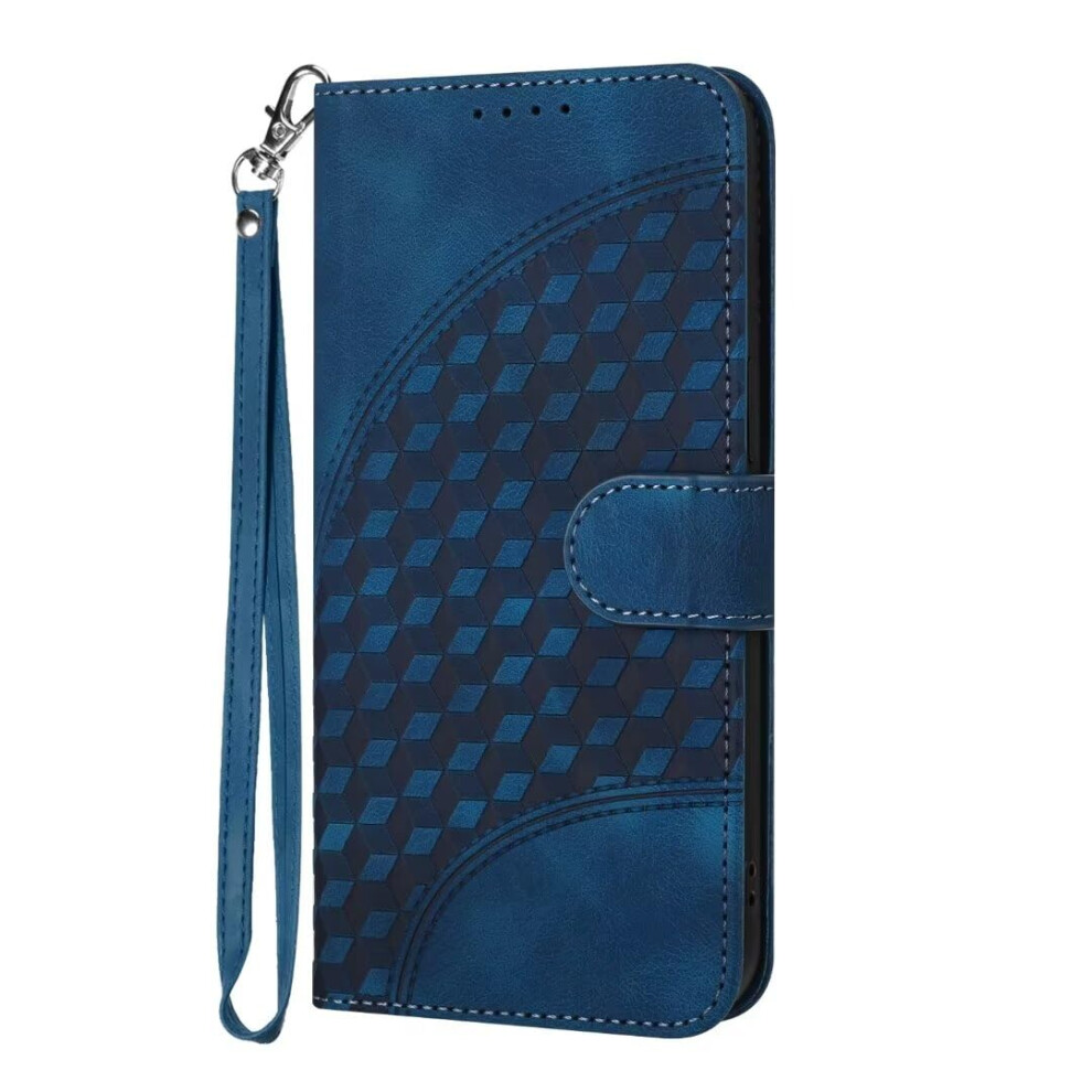 Case For Iphone 16 Plus Embossed Lattice Shockproof Pu Leather Bumper Flip Folio Wallet Card Holder Magnetic Closure Blue 9084446066890