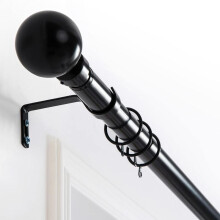 (Matte Black, PAIR OF HOLDBACKS) Oxford Homeware Plain Metal Ball Curtain Pole – Sleek, Durable & Modern Window Solution | Stylish Steel Finish with Classic Ball Finials |