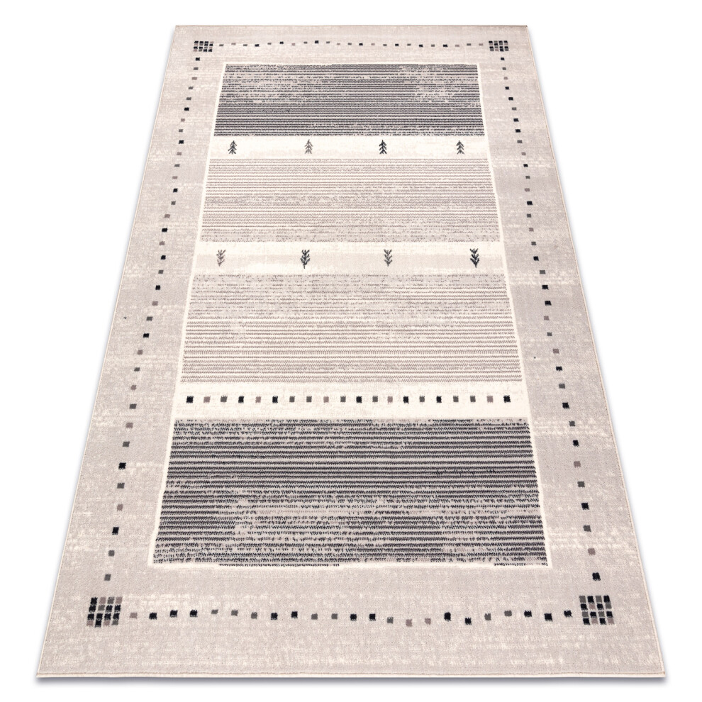 Koberec Vlna Angel 6553 / 52022 Pruhy, RáM BéžOvý / šEdá 80X150 Cm-image