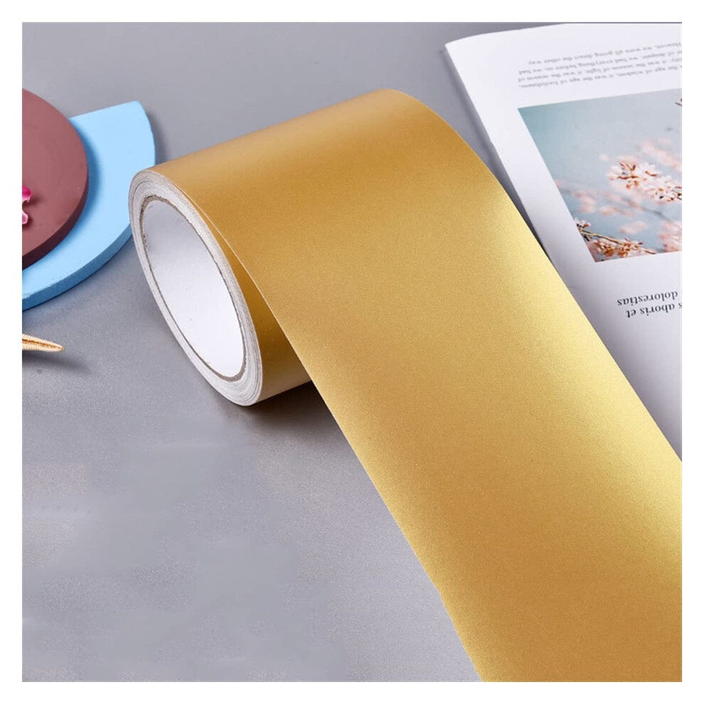 Wallpaper Border Gold Black Waterproof Peel Stick Wall Border Roll Self-Adhesive Baseboard Decals For Bathroom 9084446067361