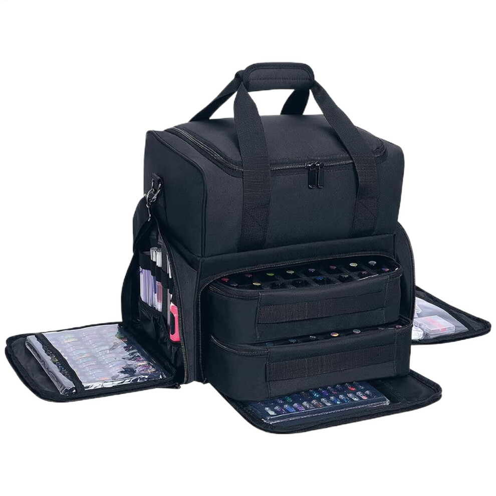 Nail Polish Organizer Bag 2 Side Pockets Adjustable Storage Removable Bottle Dividers Carrying Case For Nail Lamp Kit