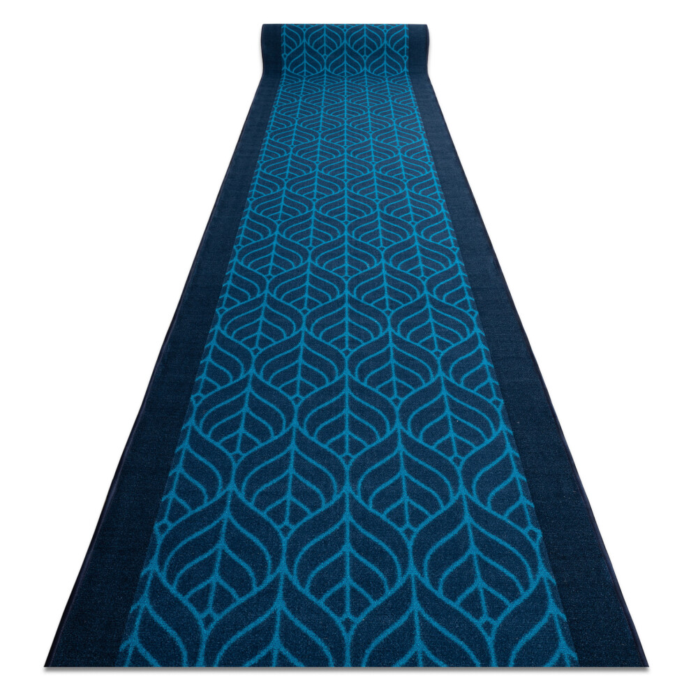 Photos - Area Rug Runner anti-slip FEATHERS navy blue 67cm 67x690 cm