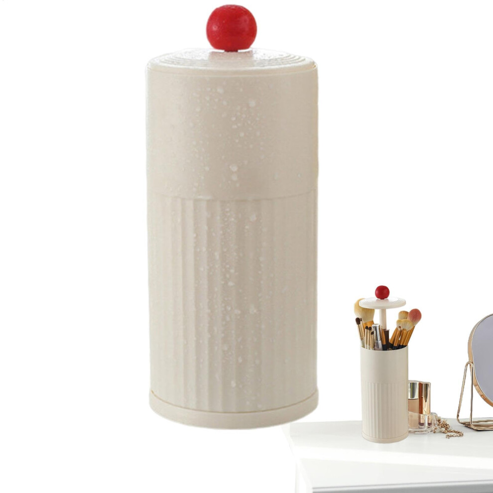 White Covered Makeup Organizer Milky Waterproof Makeup Brushes Organizer Container For Countertop Organization
