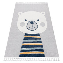 Tapete YOYO GD50 cinza / branco - Ursinho de pelúcia para crianças, estrutural, sensorial Franjas 200x290 cm