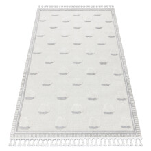 Tapete YOYO GD62 branco / cinza - Nuvens de pelúcia para crianças, estrutural, sensorial Franjas 120x170 cm