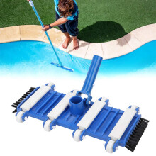 Flexible Pool Vacuum Head With Side Brush Wheels Telescopic Pole Compatible For Pools Ponds And Aquariums