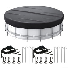 Oxford Cloth Round Solar Pool Cover With Drawstring Black Heat Absorbing For Swimming Pools 6 Sizes Including 12 Ft