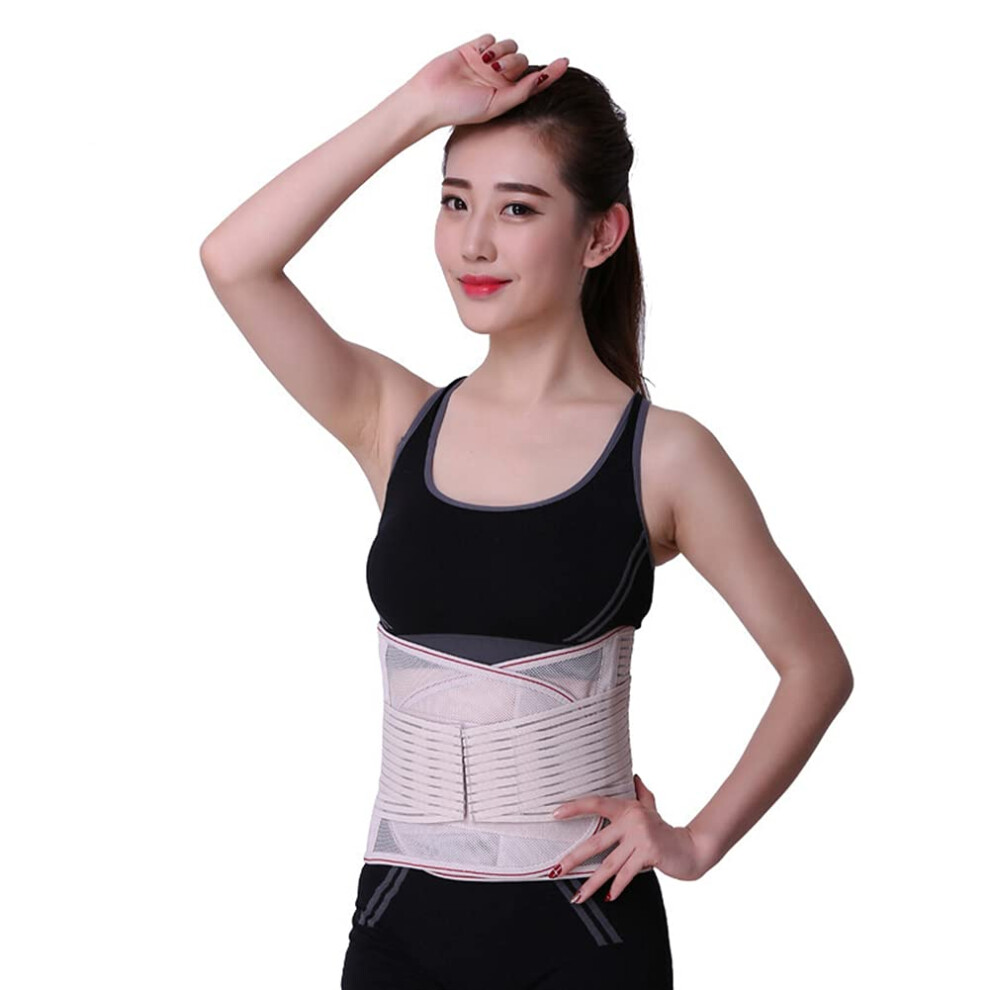 Lumbar Brace Breathable Back Support Belt, Adjustable Lower Back And Abdominal Support, Men And Women Waist, Skin Tone M
