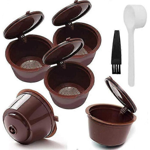 5-Pack Reusable Coffee Capsules with Mesh Filter Cup for Dolce Gusto Machine Refill Capsule Box