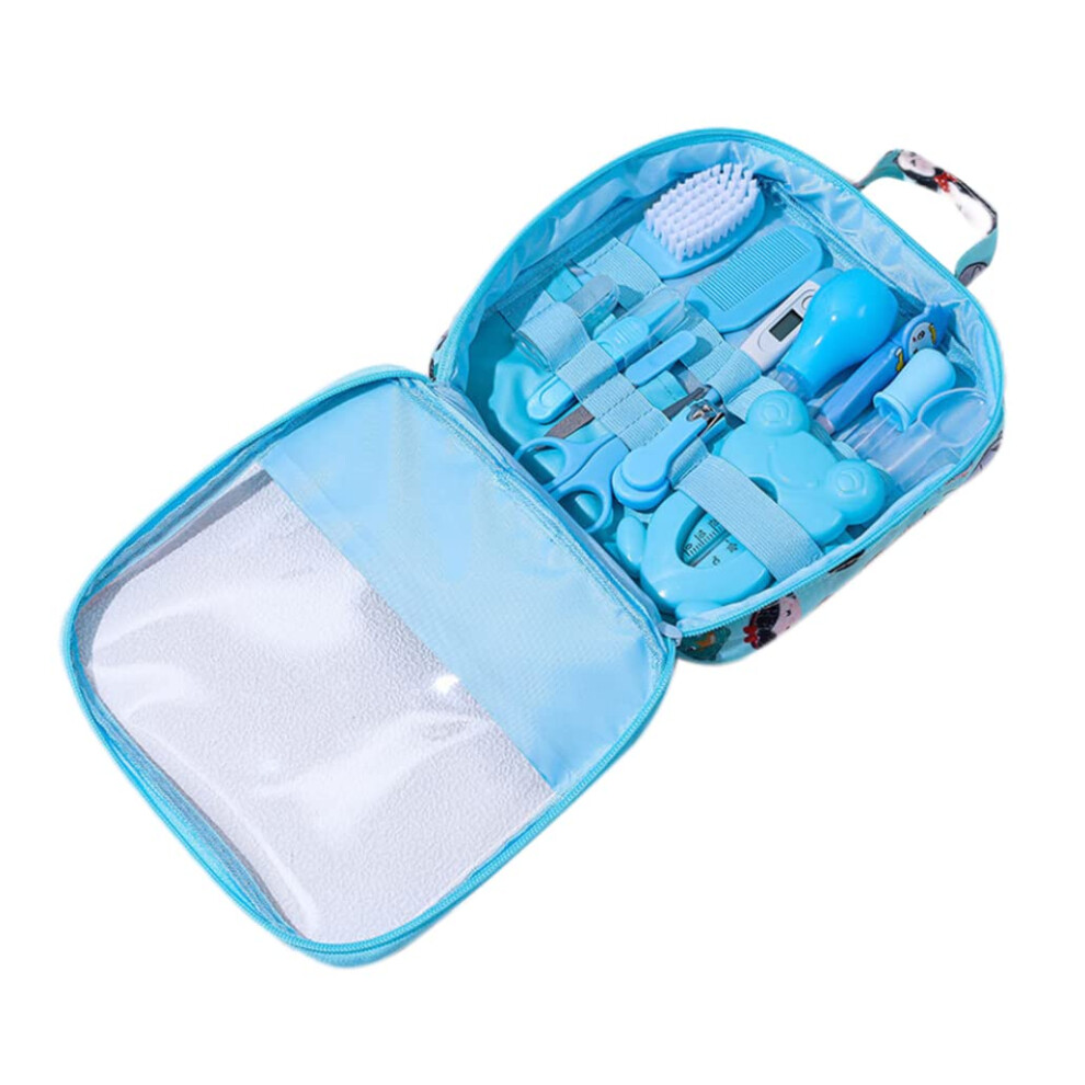 Baby Healthcare And Grooming Kit 13-Piece Newborn Care Set With Nasal Aspirator Nail Clipper Hairbrush Style A Blue