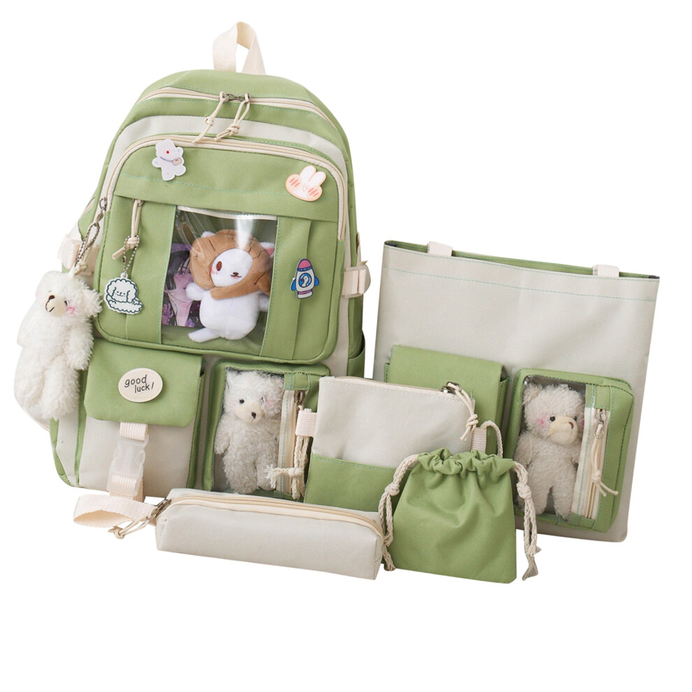 Versatile 5pcs Backpack Set: Green School & Travel Bags Adjustable-image-OPC-PKQMWTB-NEW