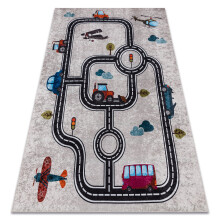 JUNIOR 52242.801 Tapete Cidade, ruas para crianças antiderrapante - bege / preto 160x220 cm