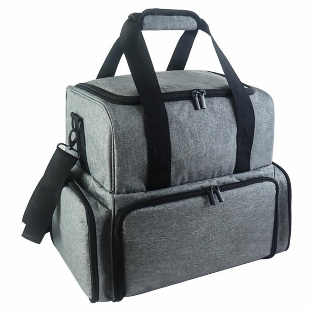 Gray Portable Nails Polish Storage Case For Bottles With Double Layer Manicure Tools Organizers Nails Dryer Compartment