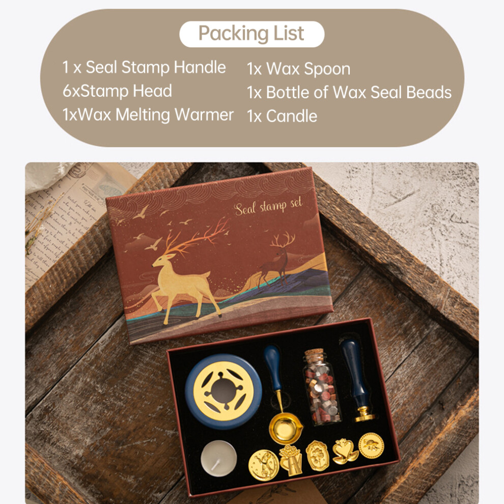 Wax Seal Stamp Kit with 6 Stamp Heads, Wax Beads & Warmer for Crafts-image-OPC-PKQMZQS-NEW