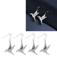 Vintage Stainless Steel Flying Hummingbird Bird Earring for Work & Daily