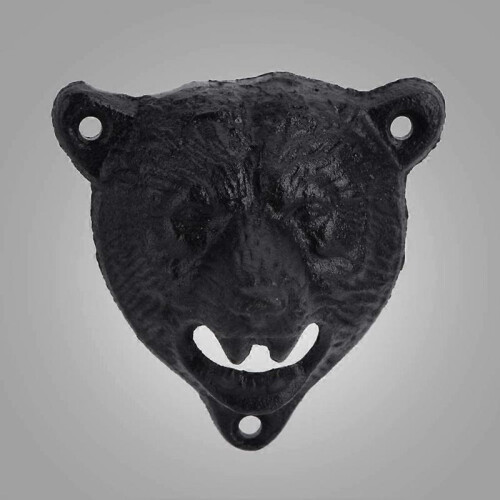 Cast Iron Bear Shape Wall Mount Beer Soda Bottle Opener Kitchen Bar Tool 2