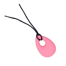 Pink Baby Chew Necklace Soft Silicone Teardrop Pendant Sensory Toy for Teething