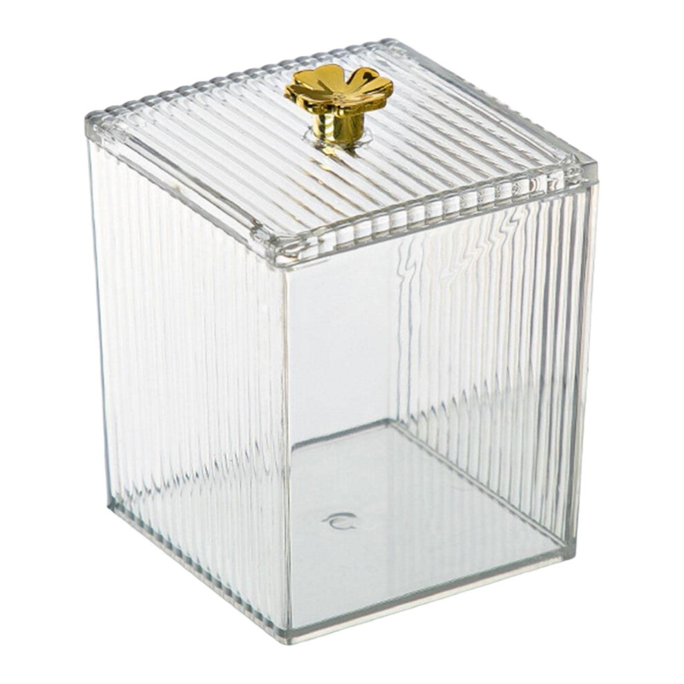 Plastic Makeup Cotton Pad Holder With Lid 1 Grid 13.5x8.8x9.8cm For Cotton Balls And Swabs