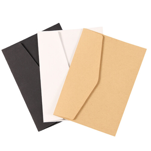 24 envelopes kraft vintage europeu com postal (preto, , )