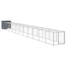 Poulailler enclos cage poules avec cour 110 x 1221 x 110 cm acier galvanisé anthracite 02_0043939
