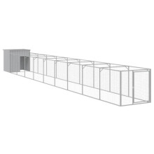 Nicho para cão com cercado - Cinza claro - Aço galvanizado - 110 x 1017 x 110 cm - Exterior