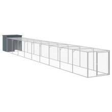 Poulailler enclos cage poules avec cour 110 x 1017 x 110 cm acier galvanisé anthracite 02_0043938