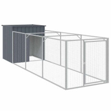 Niche per cani con cortile - 110 x 405 x 110 cm - Acciaio zincato - Antracite - Esterno