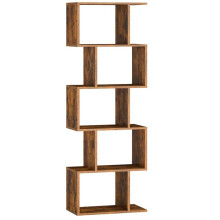 Biblioteca - HELLOSHOP26 - Estantería contemporánea - 6 niveles - Marrón - Mueble de almacenamiento