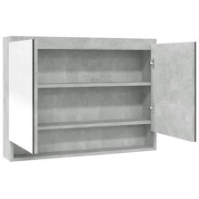 Spiegelkast - HELLOSHOP26 - 80x15x60 cm - Grijs MDF - 3 compartimenten - Geïntegreerde USB