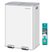 Poubelle de cuisine 2 x 30 litres 2 compartiments poubelle à pédale couvercle à fermeture