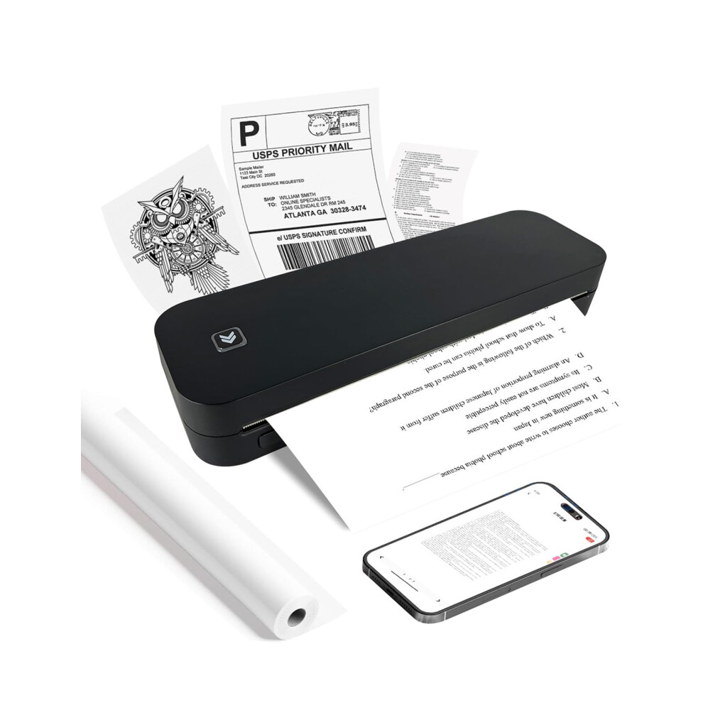 Portable Thermal Printer Tattoo Stencil A4, 2-In-1 Inkless Printer, 203 DPI, Wireless Bluetooth, Phone & PC Compatible