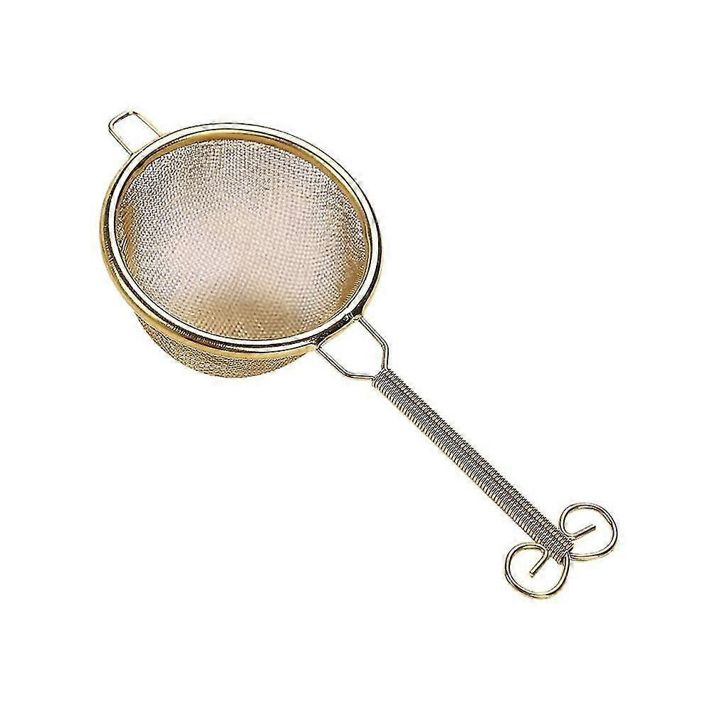 (Yellow) Heat Resistant Tea Strainer Handmade Fine Mesh Portable Non-Stick Stainless Steel Tea Leaf Filter