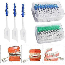 (Green 200pcs) 200pcs Silicone Interdental Brushes Dental Flosser Picks Brush Between Teeth with Floss Oral Cleaning Tools