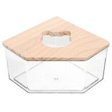 Acrylic Hamster Shower Room with Wooden Lid, Hamster Sand Bath Container