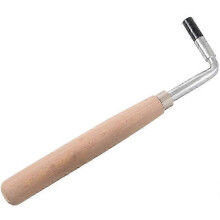 Piano Tuning Wrench, L-Shaped, Stainless Steel, with Wooden Handle and Square Adapter