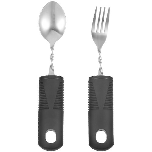 Set of Elderly Tableware, Shake-Resistant Spoon and Fork, Adapted Utensils for Disabled Elderly