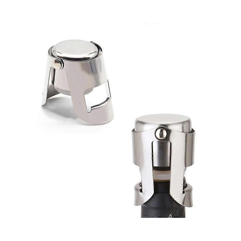 Set Of 2 Stainless Steel Wine Stoppers For Sparkling Wine, Wine And Champagne Bottles Red